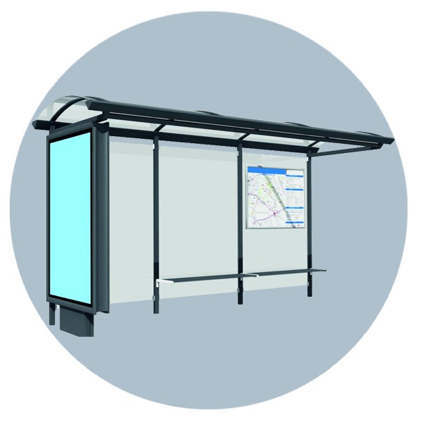 Остановочный павильон с рекламным боксом 4000х1500х2500 мм